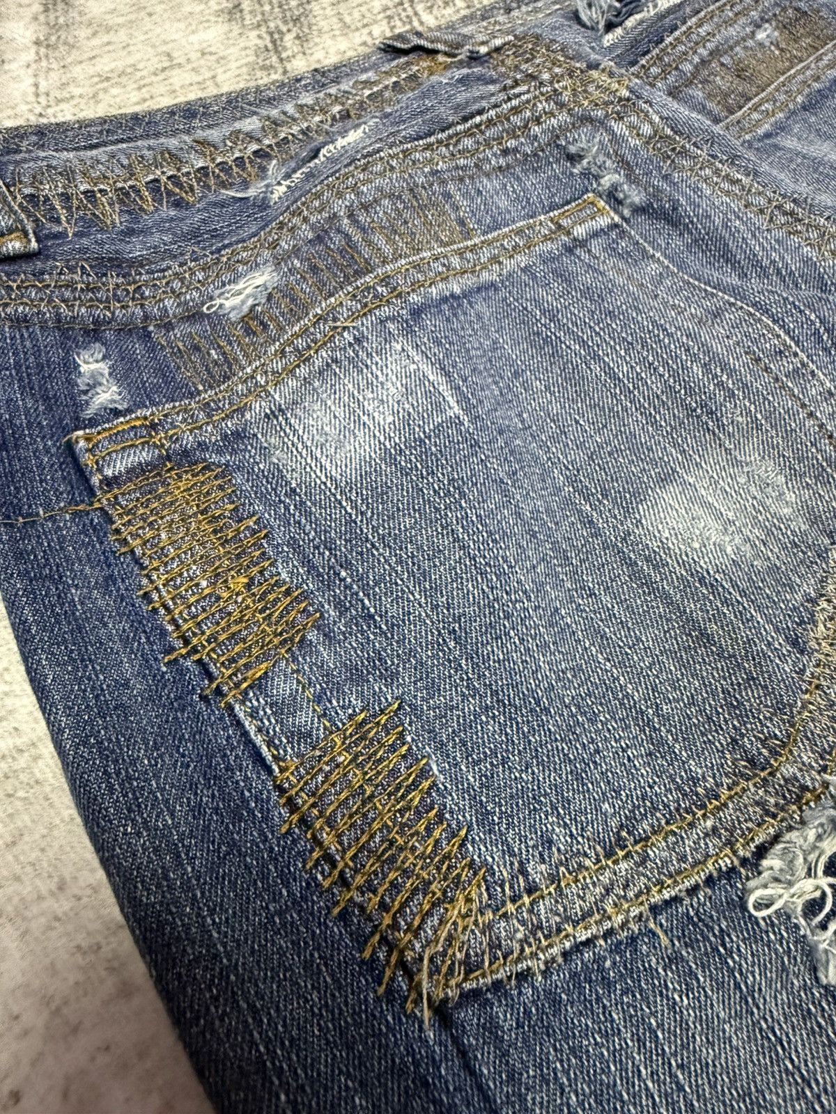 Hysteric Glamour × Japanese Brand Wild Chanel Destroyed Repaired Heavy Stitched Jeans Size US 30 / EU 46 - 20 Thumbnail