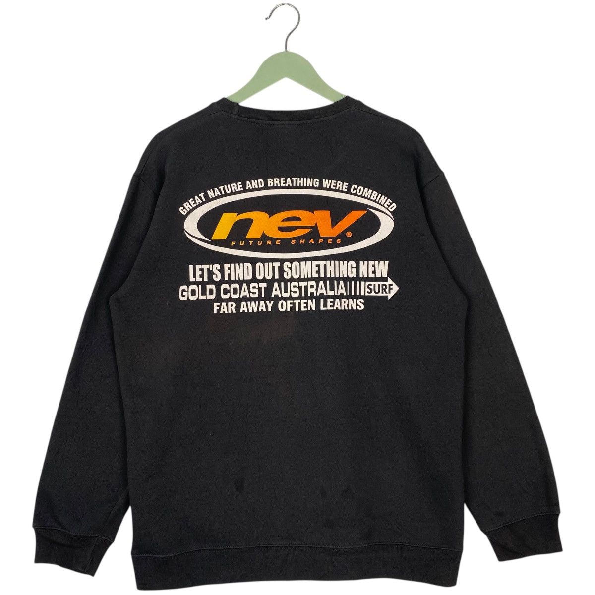 Vintage Vintage NEV Surfboard Sweatshirt Crewneck Black Size LL Size US L / EU 52-54 / 3 - 1 Thumbnail