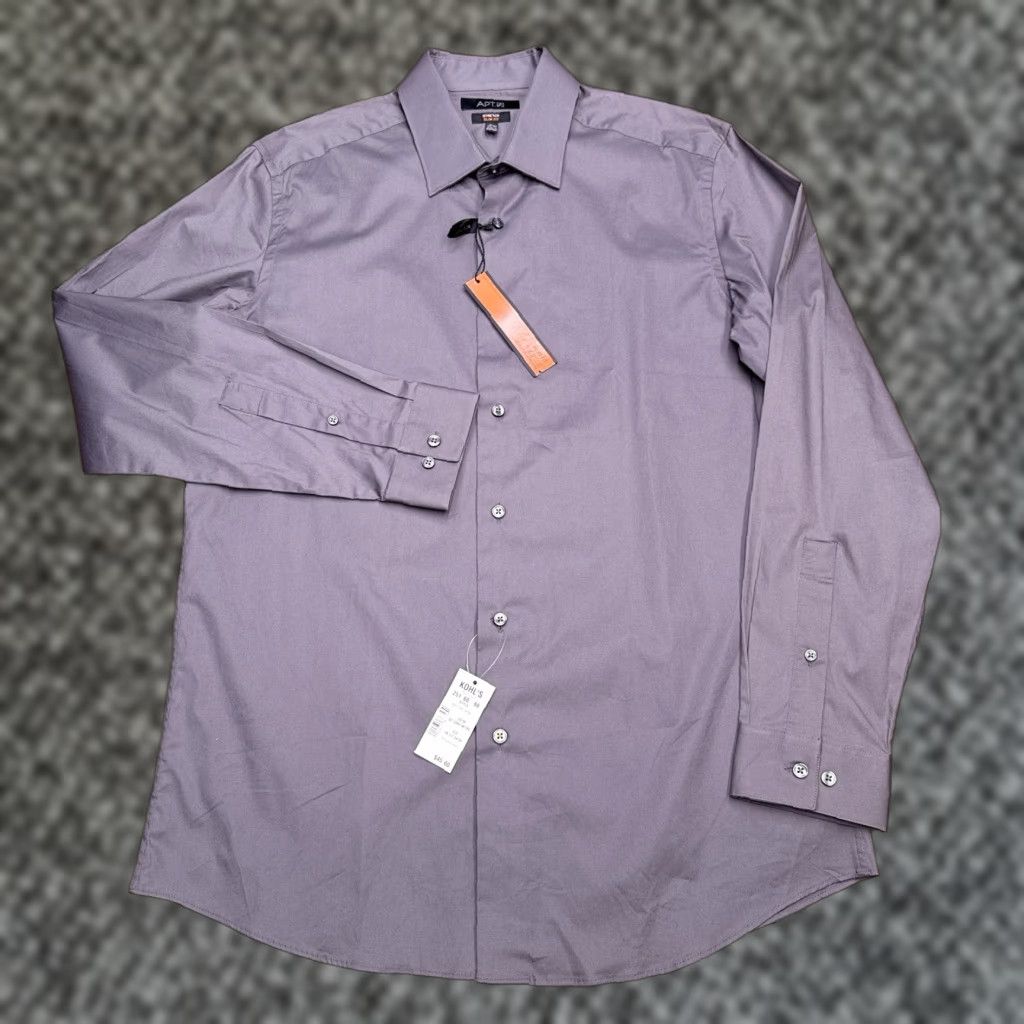 Vintage Apartment 9 Slim Fit Shirt Mens 16.5 34/35 Gray Stretch Button Up New Size US XL / EU 56 / 4 - 1 Thumbnail
