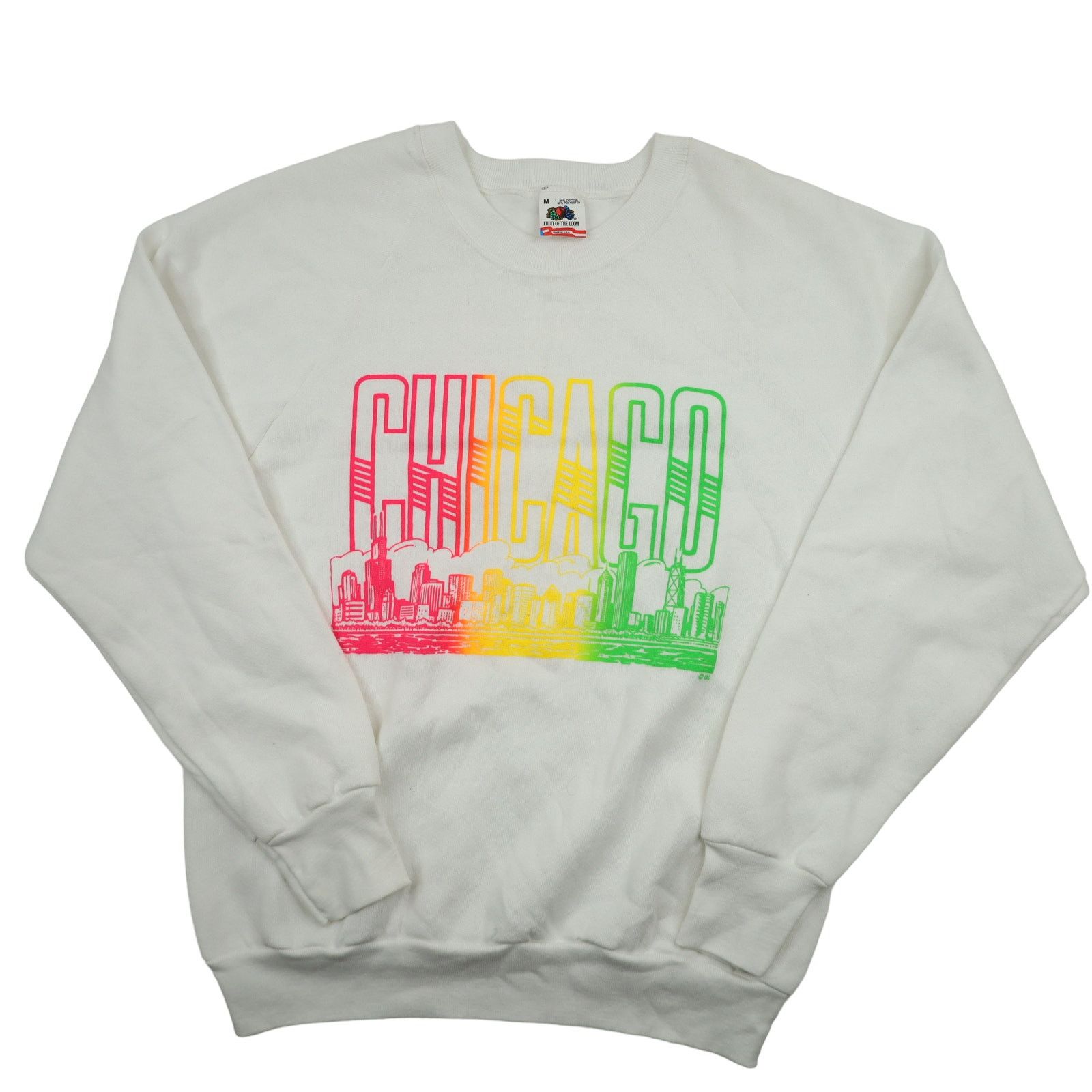 Fruit Of The Loom × Vintage Vintage Chicago Rainbow Spellout Graphic Sweatshirt Size US M / EU 48-50 / 2 - 1 Thumbnail