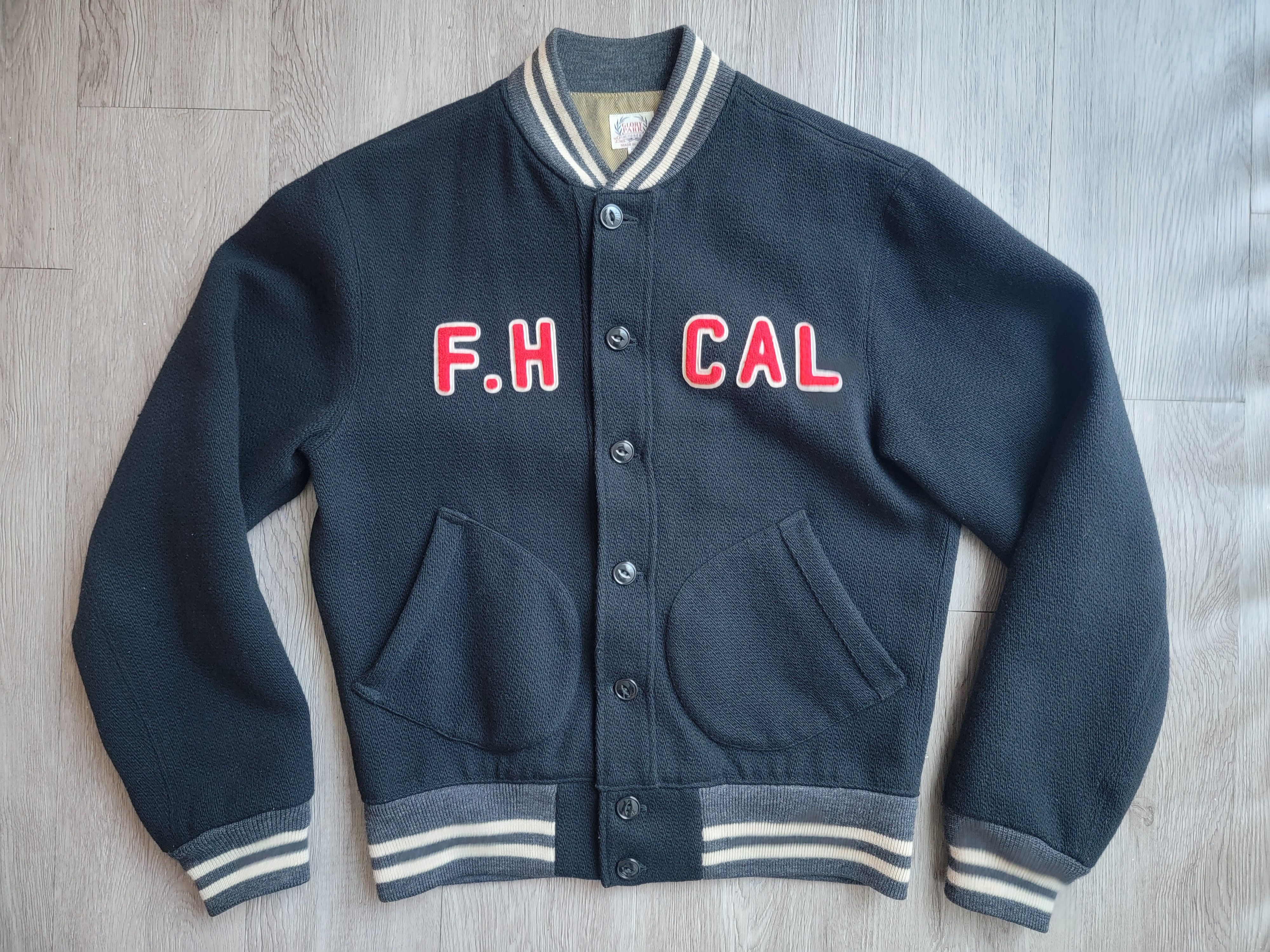 The Flat Head THE FLAT HEAD Varsity Bomber Jacket Wool Leather Size US S / EU 44-46 / 1 - 4 Thumbnail