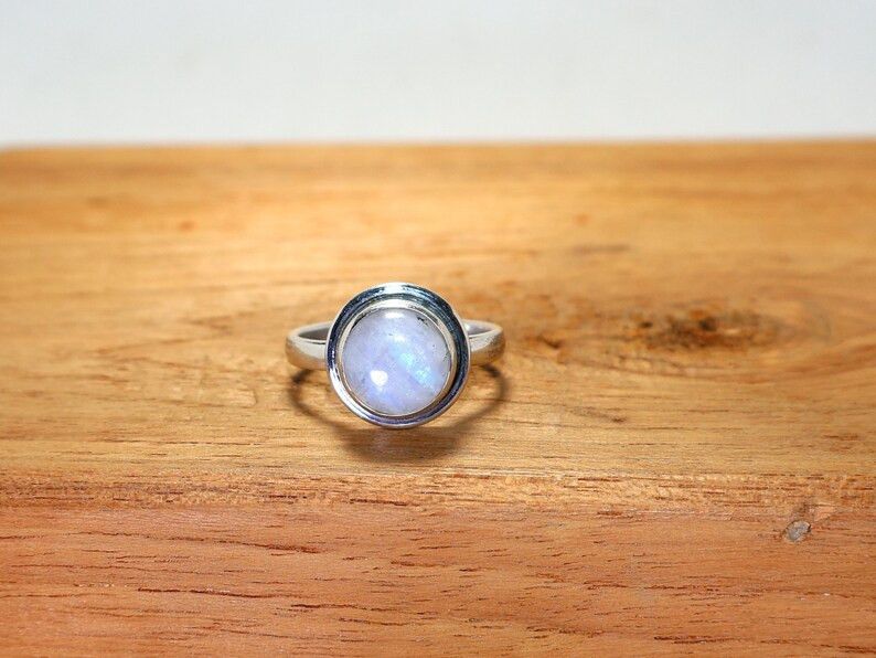 Handmade Moonstone Ring: Handmade Sterling Silver, June Birthstone Size ONE SIZE - 1 Thumbnail