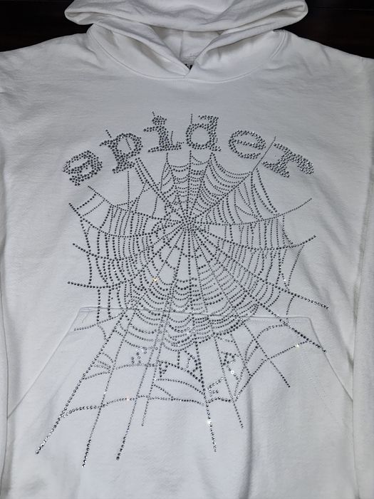 Spider Rhinestone Hoodie White