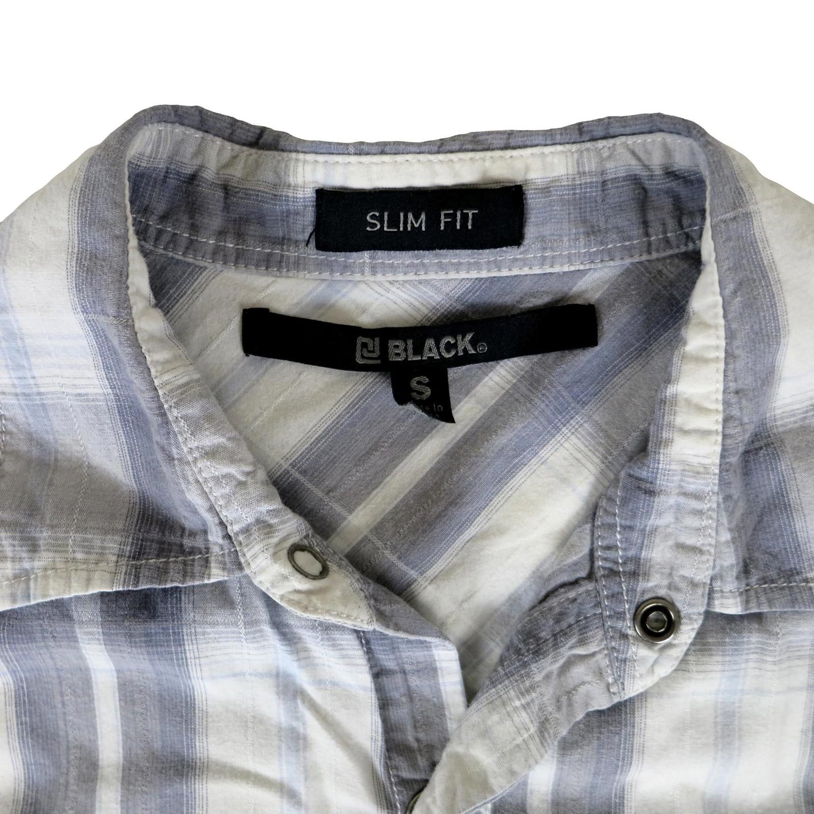 Buckle Black Men's Small Slim Fit Long Sleeve Snap Button Plaid Shirt Size US S / EU 44-46 / 1 - 6 Thumbnail