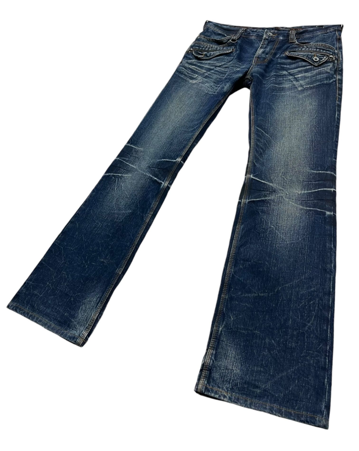 Nicole Club 🔥NICOLE Punk Acid Wash Clawmark Whisker Minimalist FLARE Size US 30 / EU 46 - 4 Thumbnail