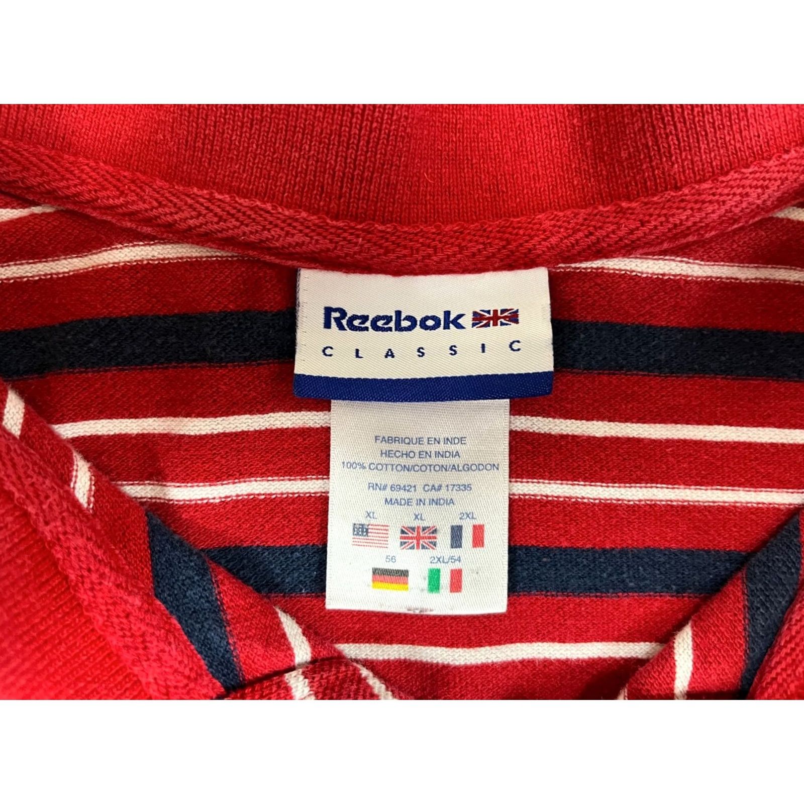 Reebok VINTAGE Reebok Polo Shirt Striped XL Men’s Polo Shirt Red 90s Classic Embroidered Logo Sports Shirt Mens Size US XL / EU 56 / 4 - 6 Thumbnail