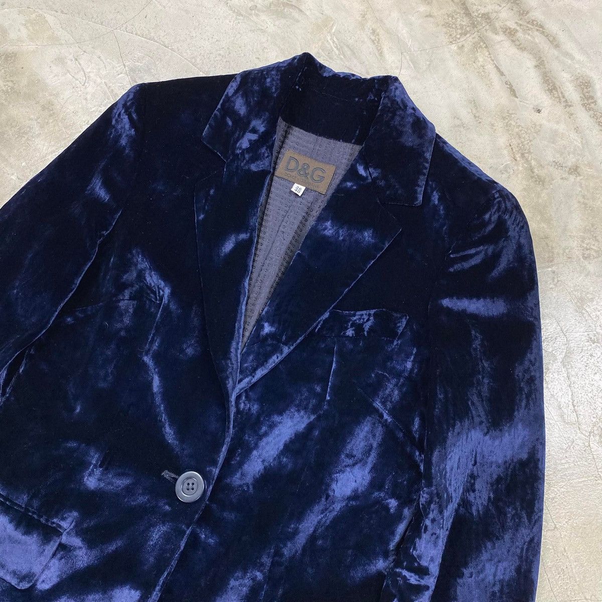 Dolce & Gabbana Crushed Velvet Single Button Blazer Size 34S - 2 Thumbnail