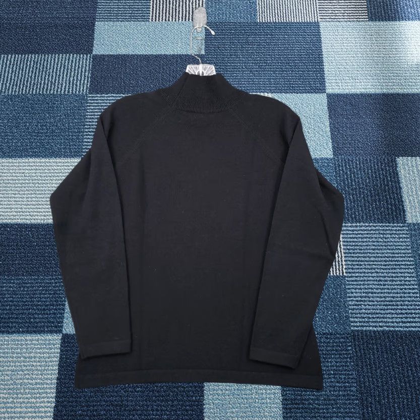 Saks Fifth Avenue Saks Fifth Avenue Sweater Womens L Black Wool Pullover Mock Neck Raglan Sleeve Knit Solid The Works Size L / US 10 / IT 46 - 1 Thumbnail