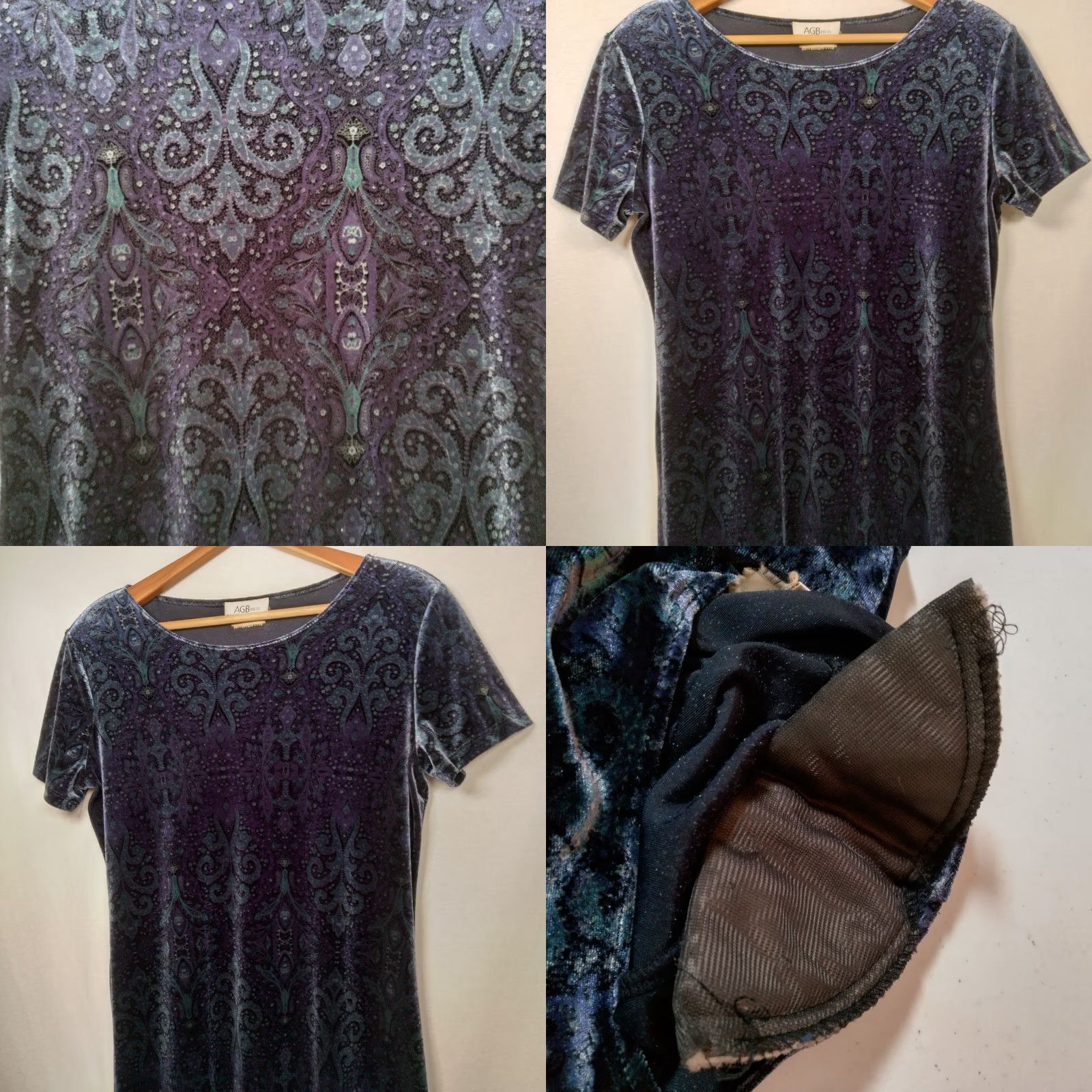 Vintage VINTAGE AGB Dress Maxi Women's 10 Blue Paisley Velour Fairy 1990s Y2K Whimsical Size L / US 10 / IT 46 - 8 Thumbnail