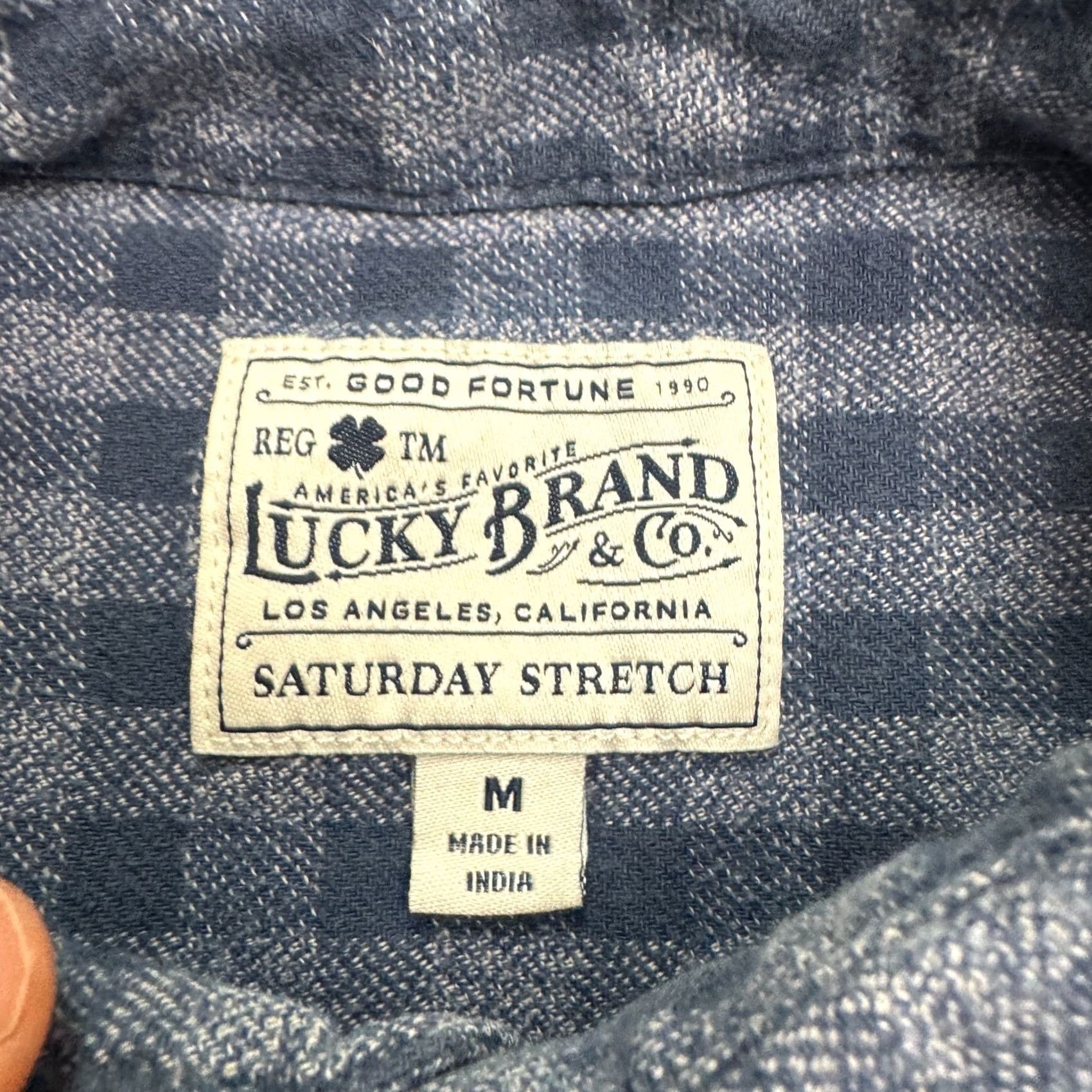 Lucky Brand Lucky Brand Saturday Gingham Button-Down Shirt Mens M Blue Gray Long Sleeve Regular Fit Tailored Casual Plaid 40 in Chest Size US M / EU 48-50 / 2 - 6 Thumbnail
