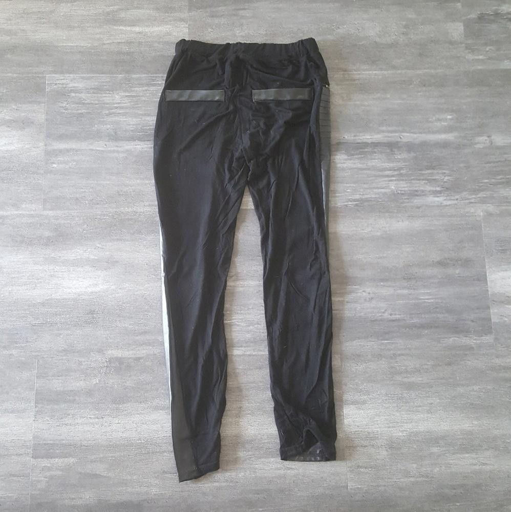 Designer Black Faux Leather Detailed Harem Legging Size 30" / US 8 / IT 44 - 2 Thumbnail