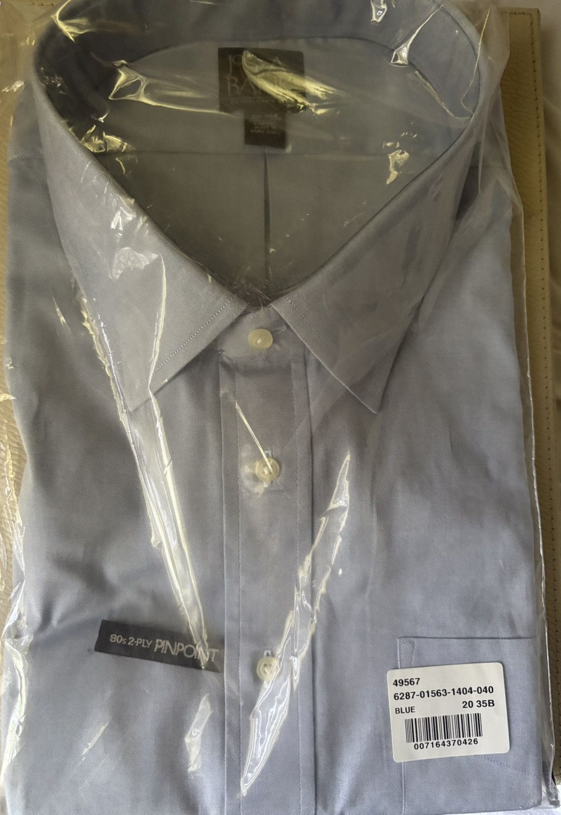 Jos. A. Bank Nwt Joseph A Banks Blue Cotton Pinpoint Shirt 20-35b Size US XXL / EU 58 / 5 - 1 Thumbnail