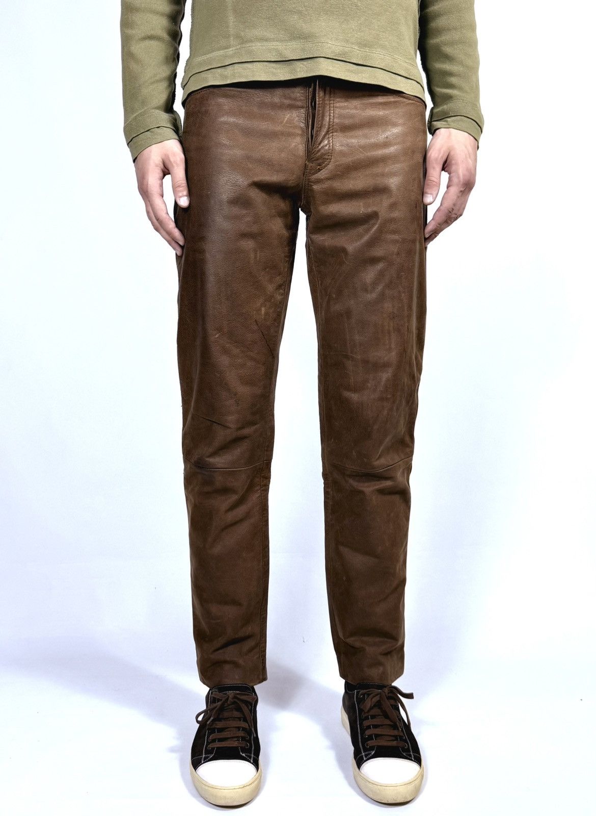 Genuine Leather Vintage 90s Stockerpoint Leather Biker Western Pants Size US 32 / EU 48 - 2 Thumbnail
