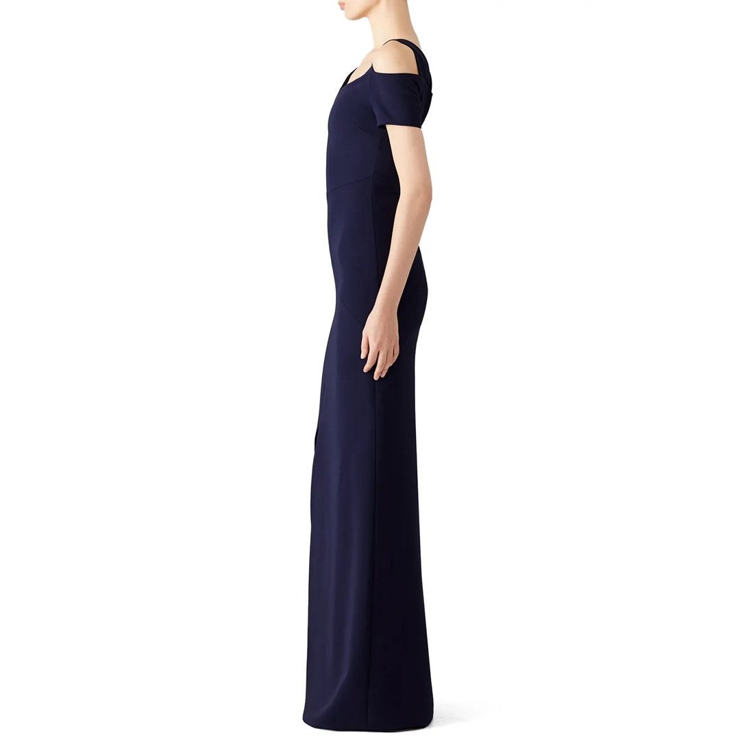 Antonio Berardi Antonio Berardi Navy Blue Asymmetrical Cold Shoulder Gown Size M / US 6-8 / IT 42-44 - 3 Thumbnail