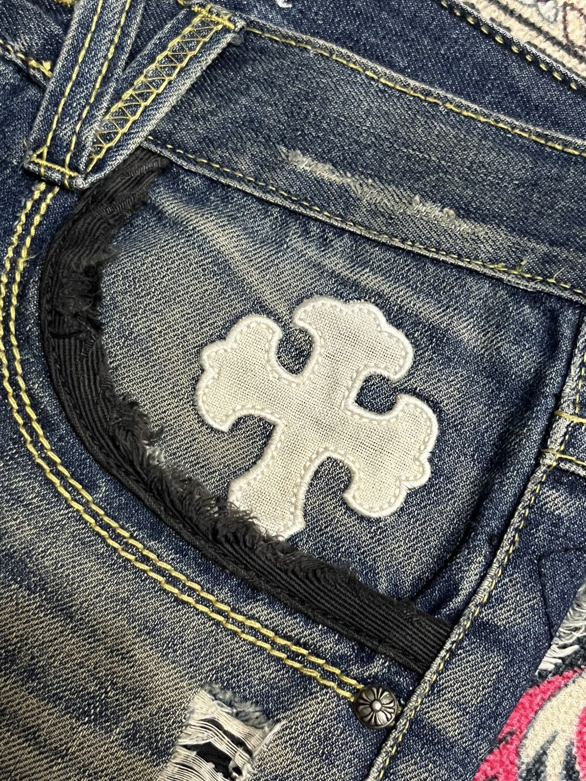 Affliction Japanese Be Ambition White Cross “Ambition” Slogan Jeans Size US 30 / EU 46 - 7 Thumbnail