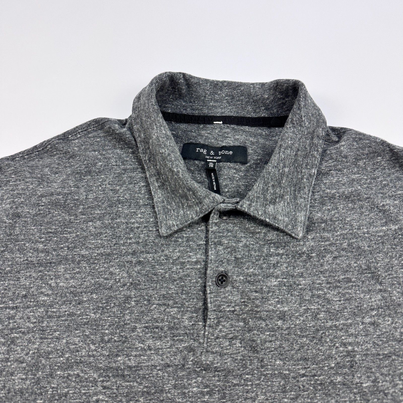 Rag & Bone Rag & Bone Gray Heathered Cotton Polo Shirt XL Size US XL / EU 56 / 4 - 3 Thumbnail