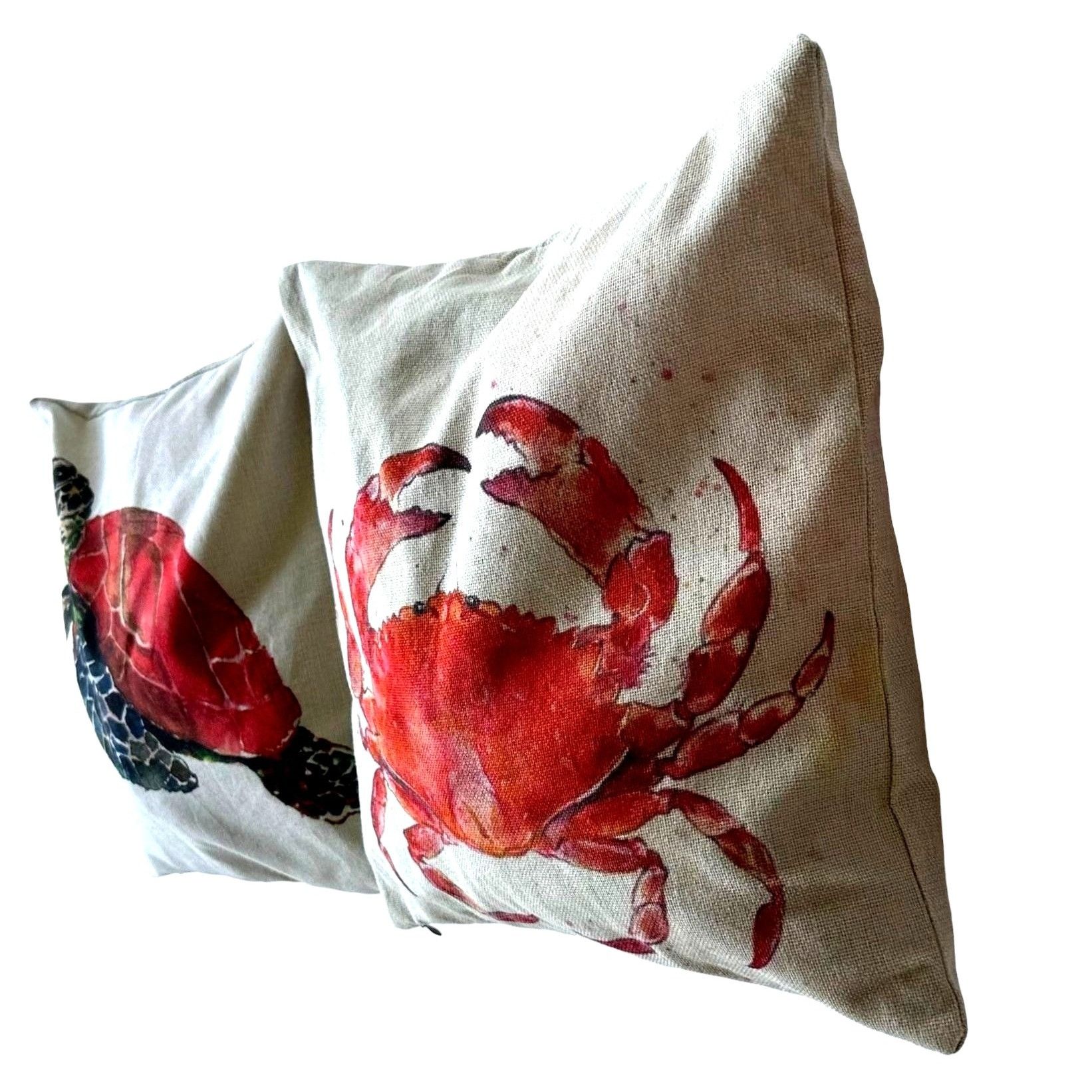 Handmade Sea Turtle Crab Throw Pillow Covers Hand Painted Art Decor S Size ONE SIZE - 8 Thumbnail