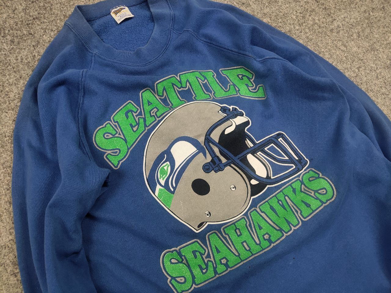 Vintage Vintage 80's Seattle Seahawks Logo Blue Crew neck Sweatshirt Size US M / EU 48-50 / 2 - 7 Thumbnail