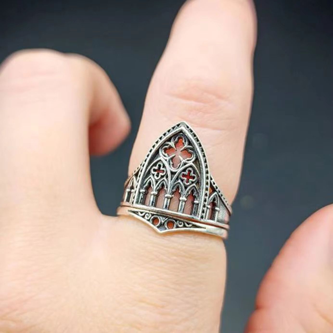 Jewelry Hollow Out Flowers Ring Size ONE SIZE - 1 Thumbnail