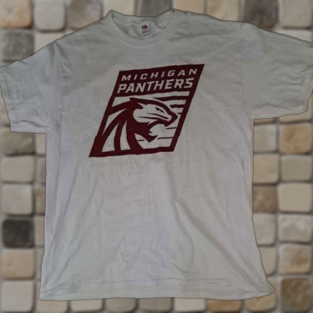Fruit Of The Loom VINTAGE Michigan Detroit Panthers USFL White Fruit of the Loom Large T-Shirt Unisex Adults L Short Sleeve White Sports Mens Womens Boys Girls Size US L / EU 52-54 / 3 - 1 Thumbnail