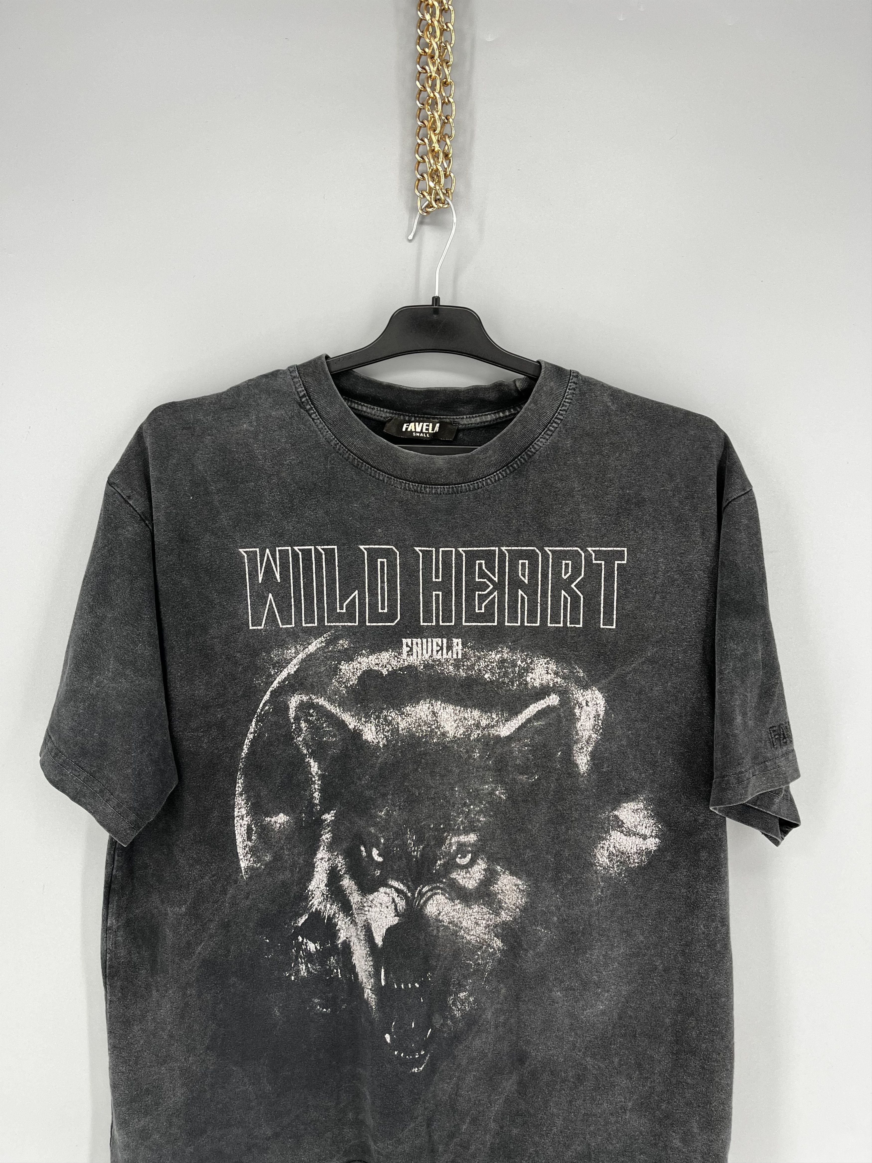 FAVELA FAVELA Vintage Wolf Tee “Wild Heart” Washed Black S Size US S / EU 44-46 / 1 - 6 Thumbnail