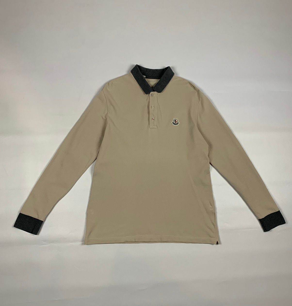 Pre-owned Moncler Maglia Polo Manica Lunga Polo Shirt Long Sleeve In Cream