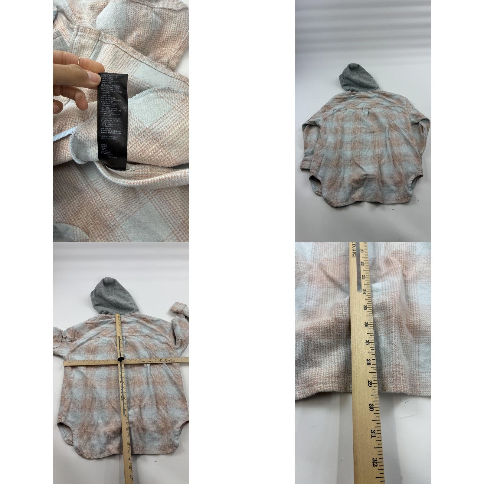 Bdg BDG Urban Outfitters Shirt Womens Small Pink Blue Plaid Hooded Flannel Size S / US 4 / IT 40 - 8 Thumbnail
