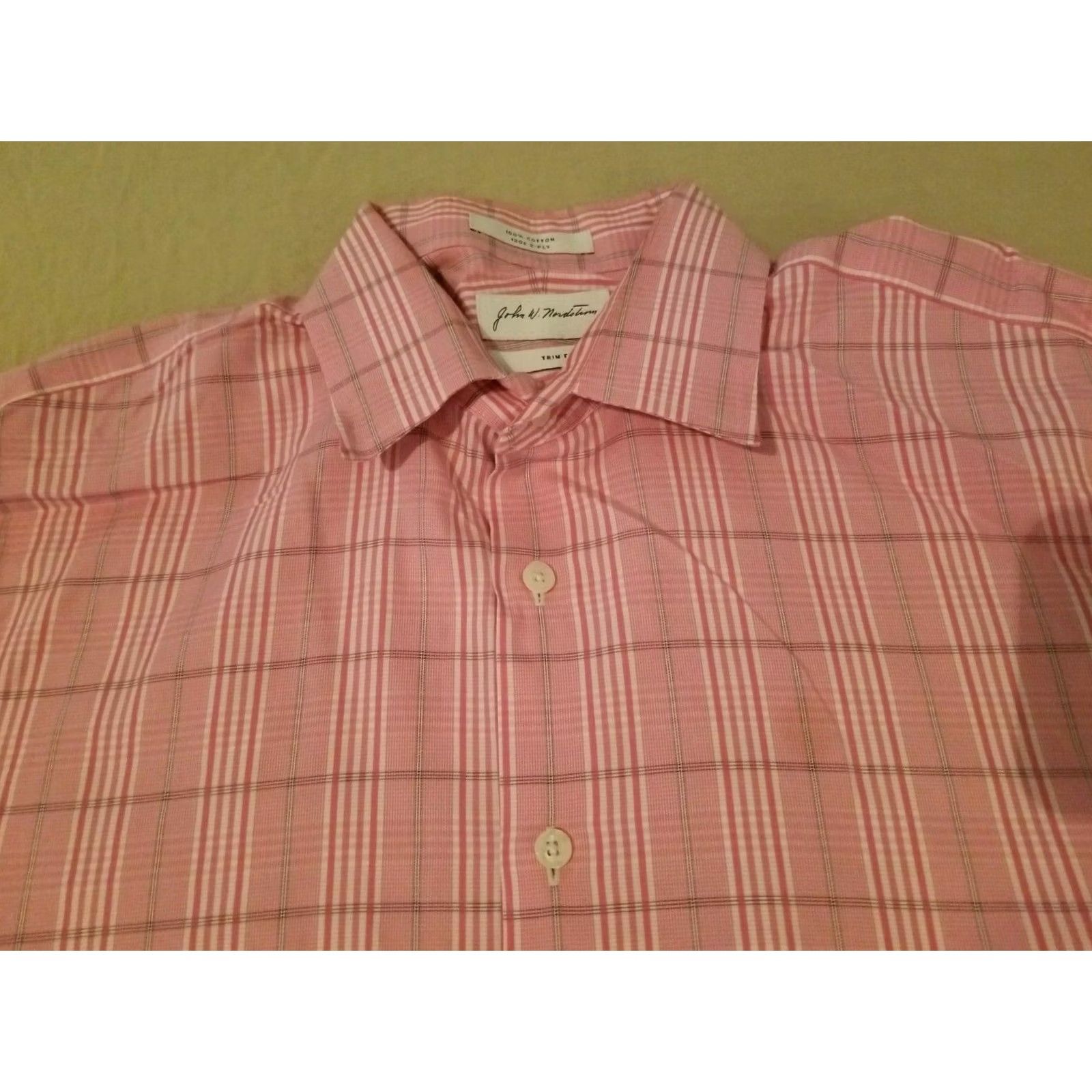 Nordstrom Mens John W. Nordstrom Dress Shirt 16 32 33 Pink Button Cotton Size 42R - 2 Thumbnail