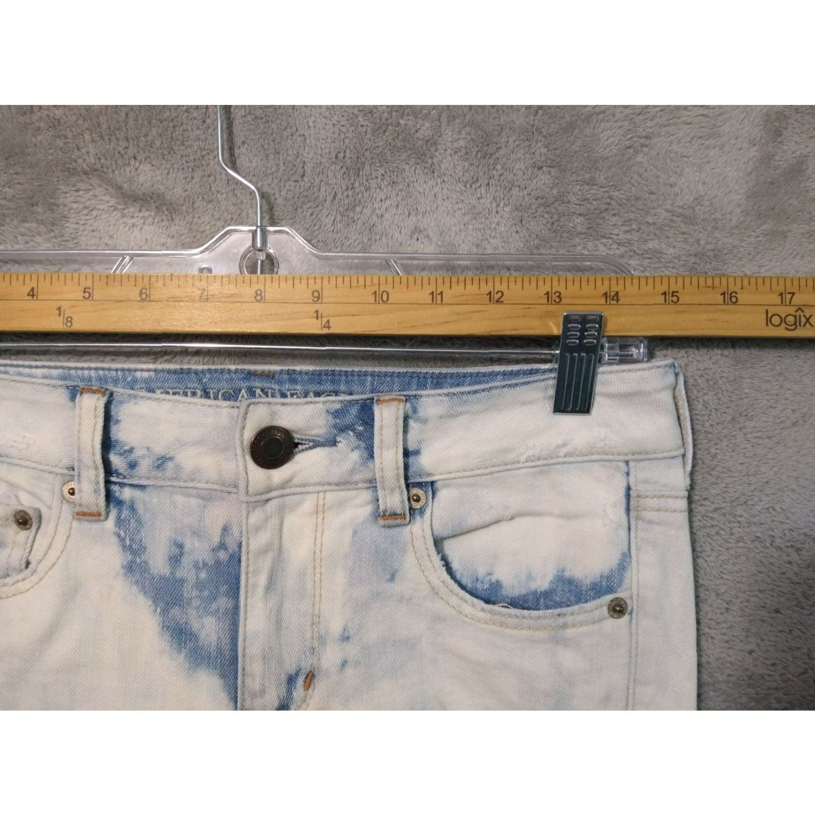 American Eagle Outfitters American Eagle Jeans Womens 4 Denim Blue Straight Stretch Distressed Acid Wash Size 27" / US 4 / IT 40 - 3 Thumbnail