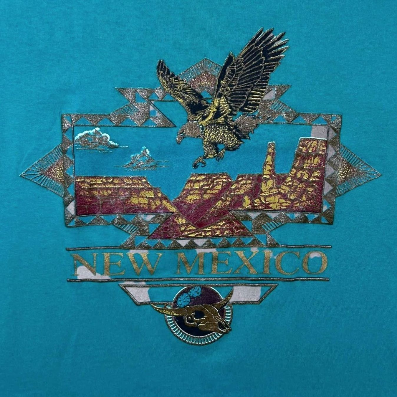Soffe Vintage Soffe T-Shirt New Mexico Souvenir Graphic Teal 90s Medium Mens Shirt Short Sleeve Cotton Crew Neck Size US M / EU 48-50 / 2 - 4 Thumbnail