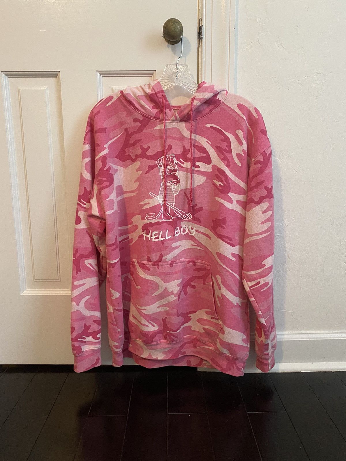 Pink Camo Superradical Hellboy Hoodie As Seen Hellboy Hoodie