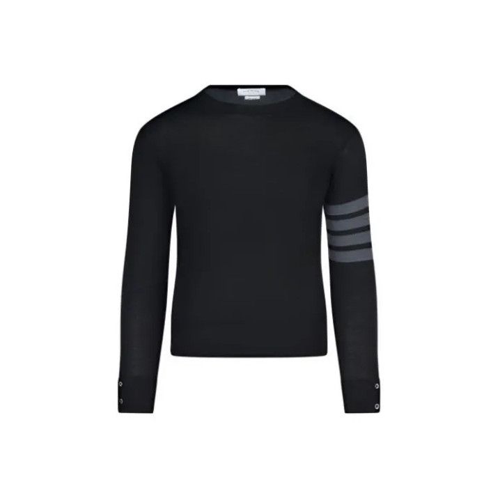 Thom Browne Thom Browne Black Long Sleeve Wool Sweater Size US S / EU 44-46 / 1 - 1 Thumbnail