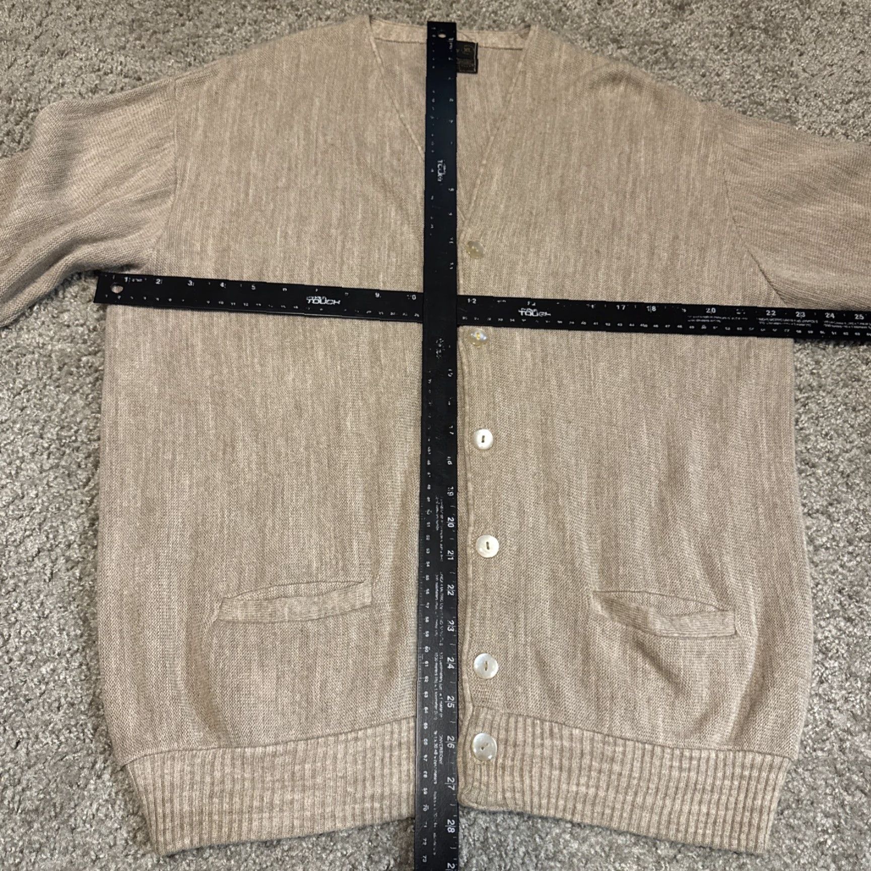 JCPenney VINTAGE J. C. Penney Cardigan XL Men Beige Acrylic Knit Oatmeal 1970s Sweater Size US XL / EU 56 / 4 - 6 Thumbnail