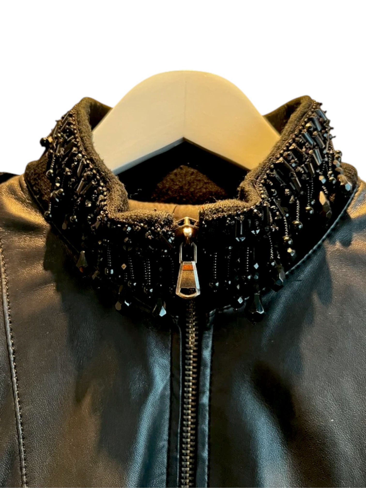 Roberto Cavalli Class Roberto Cavalli Beaded Leather Bomber Jacket, c. 2009 Size M / US 6-8 / IT 42-44 - 3 Thumbnail
