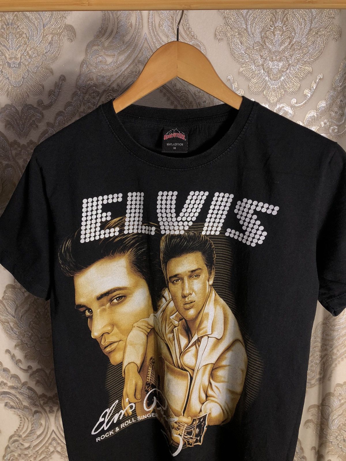 Band Tees × Vintage VERY RARE ELVIS PRESLEY ROCK & ROLL DOUBLE PRINTED T-SHIRT Size US M / EU 48-50 / 2 - 2 Thumbnail