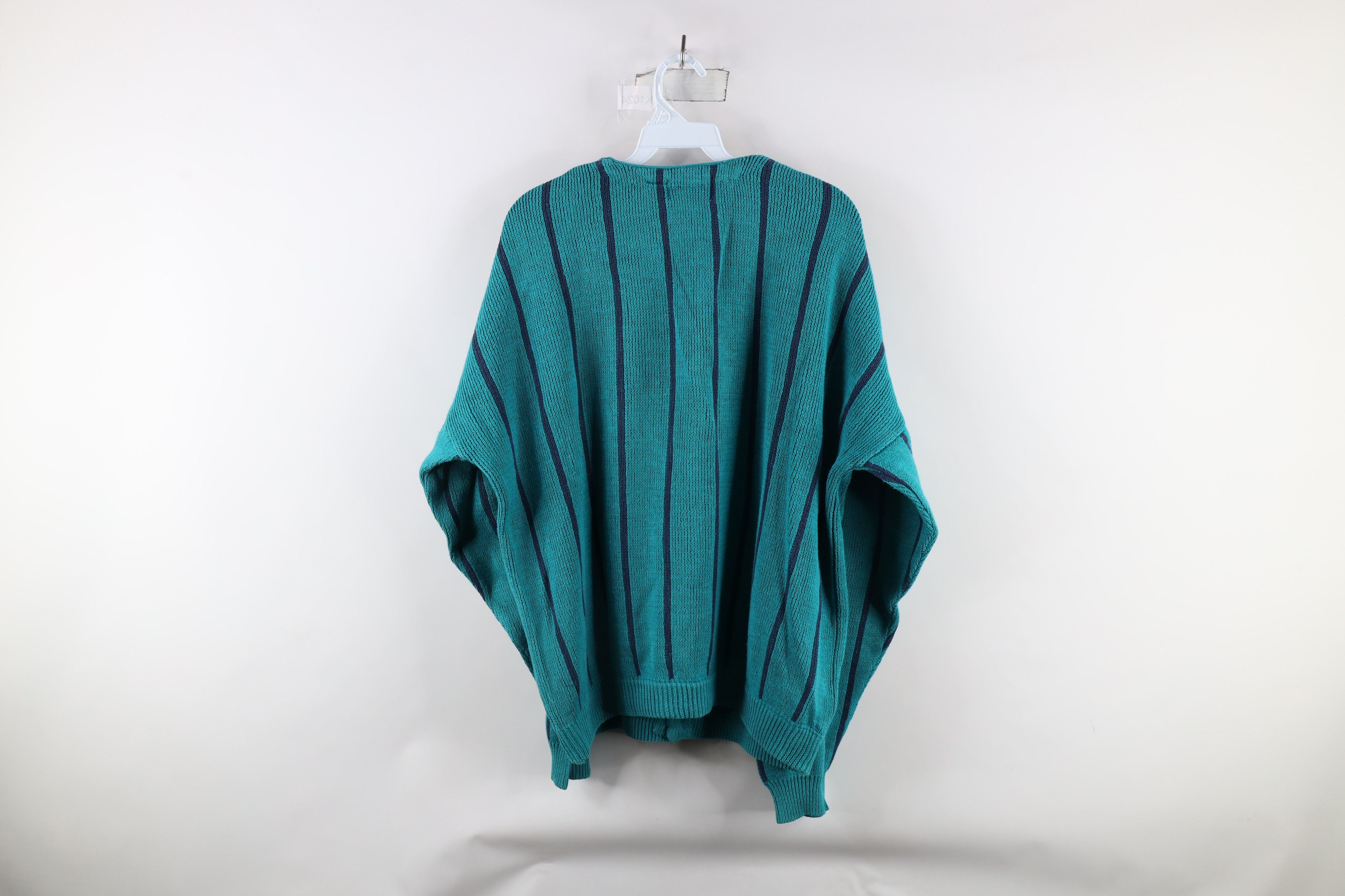 Vintage Vintage 90s Streetwear Fit Striped Knit Cardigan Sweater Size US XL / EU 56 / 4 - 10 Thumbnail