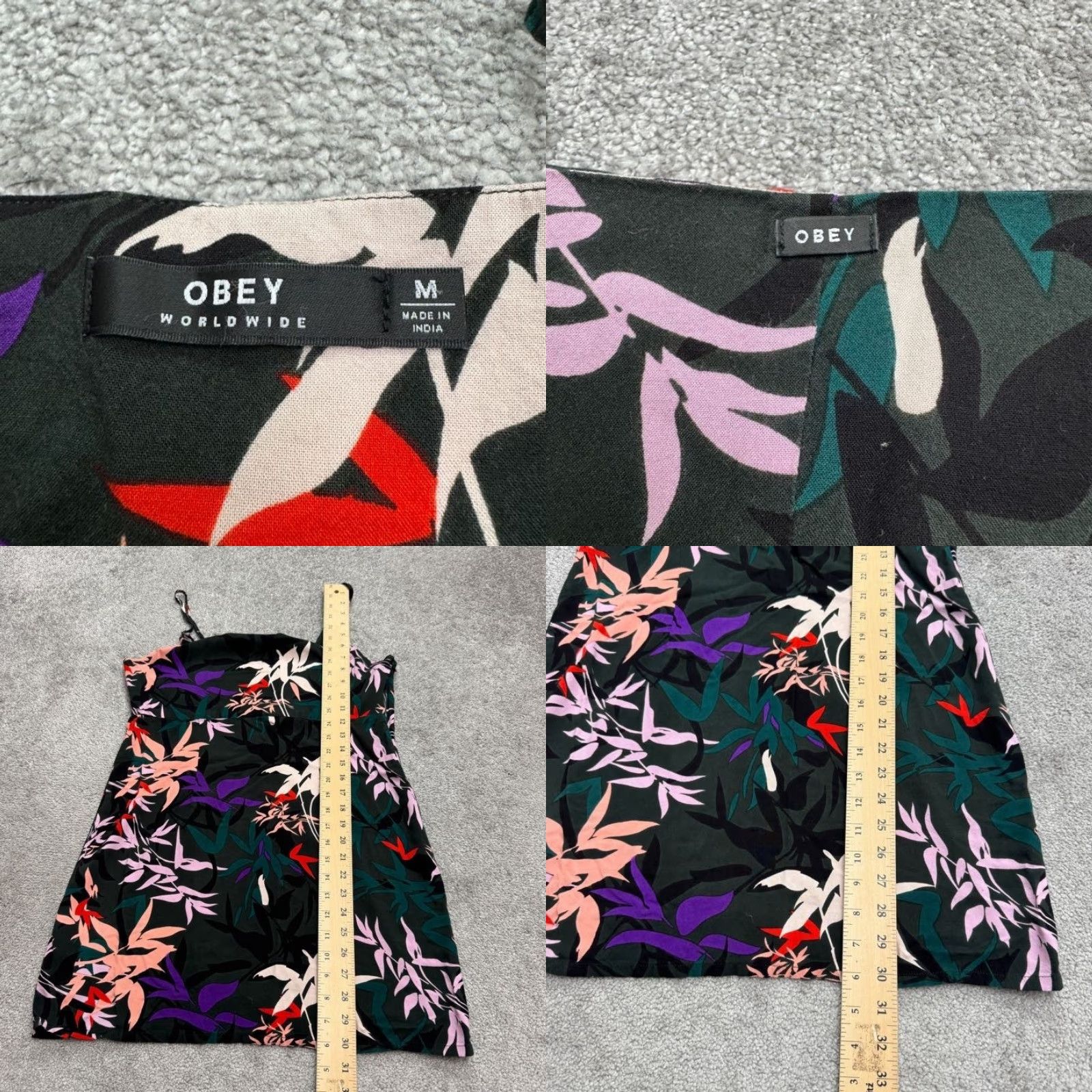 Obey VINTAGE Obey Botanical Leaf Print Mini Dress Women Medium Floral Boho Summer Beach Hawaiian Aloha Sleeveless Size M / US 6-8 / IT 42-44 - 8 Thumbnail