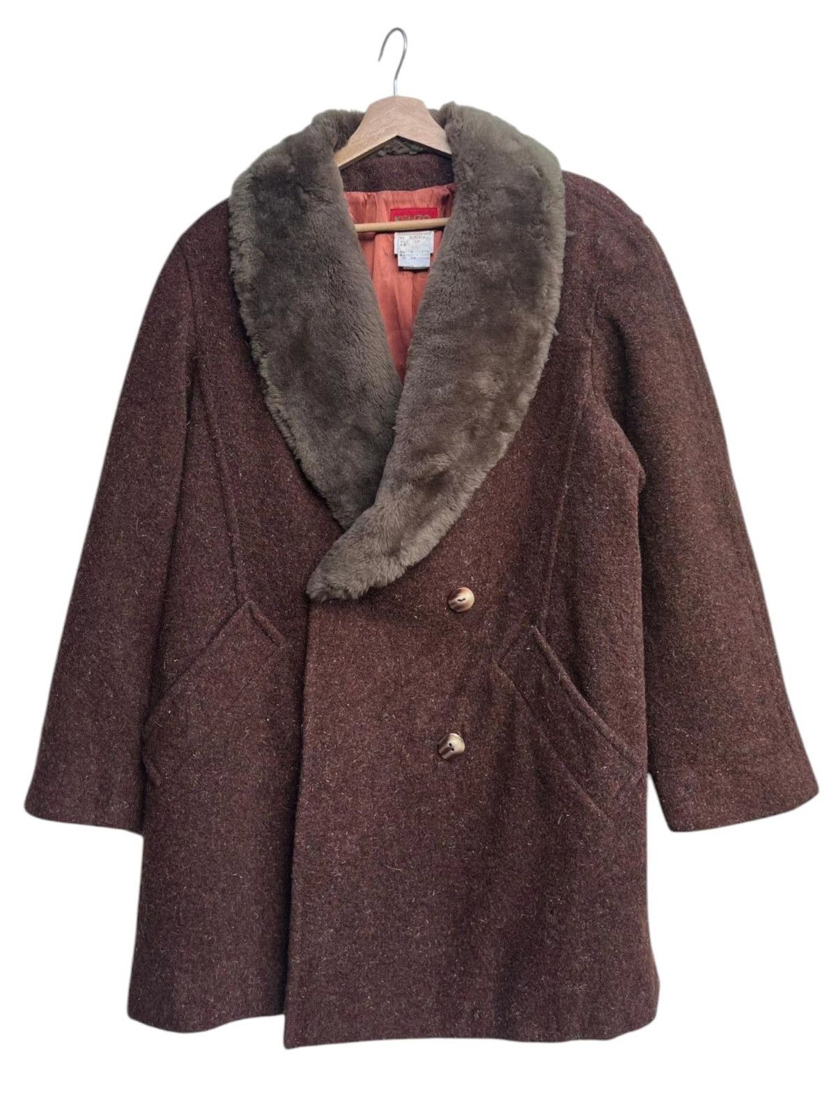 Kenzo Kenzo Classic Double-breasted Silhouette Lamb Collar Coat Size S / US 4 / IT 40 - 1 Thumbnail