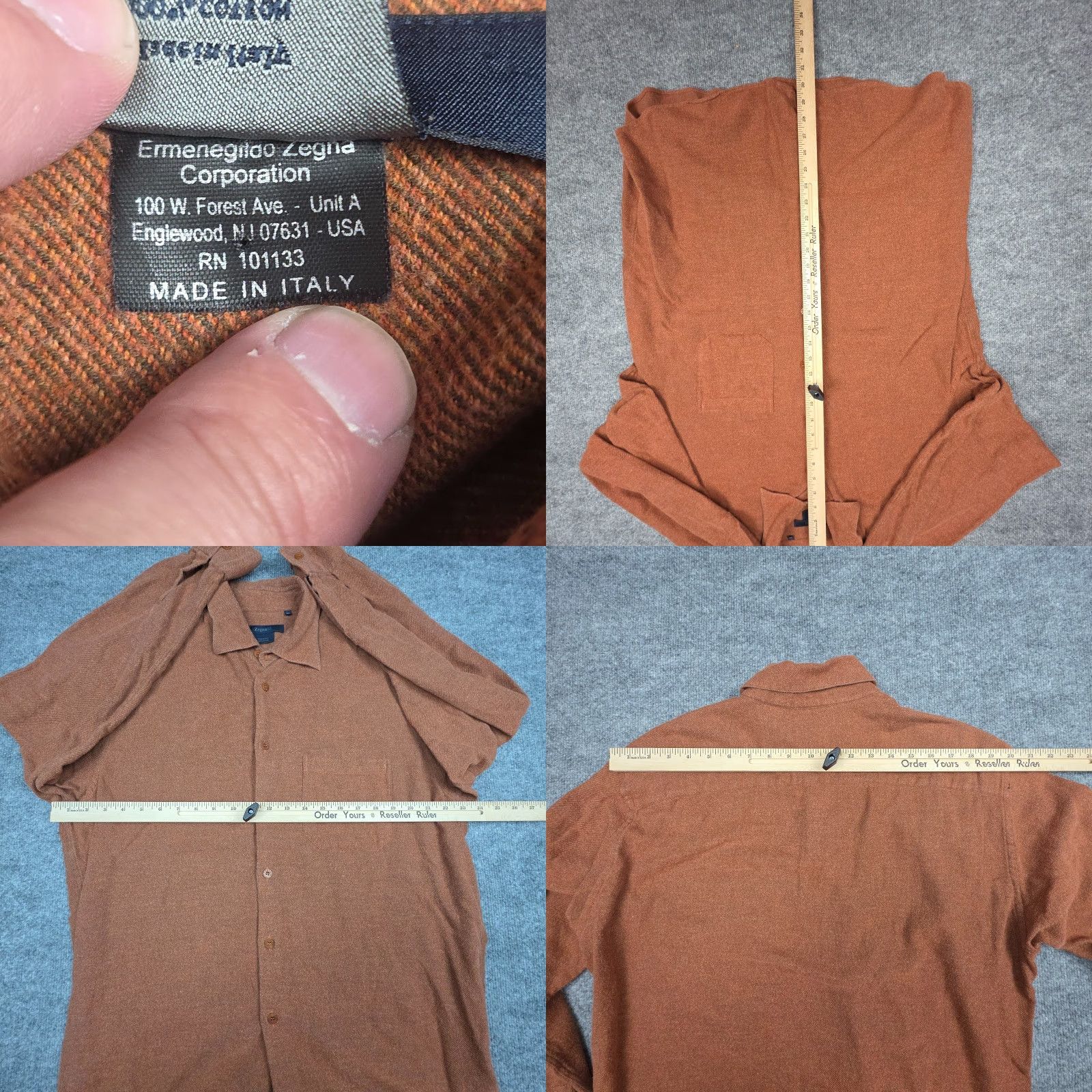 Ermenegildo Zegna VINTAGE Ermenegildo Zegna Flannel Shirt Button-Up XL Orange Cotton Men's Italy Size US XL / EU 56 / 4 - 8 Thumbnail