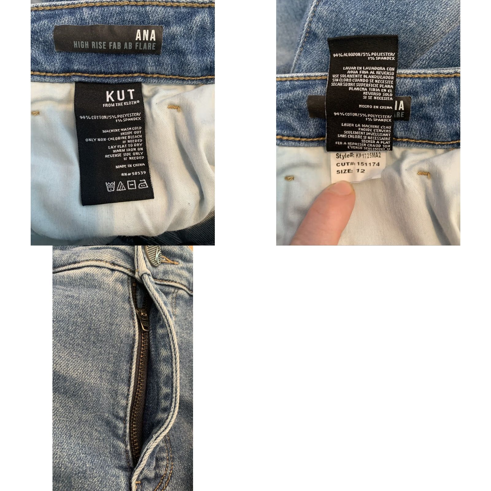 Vintage KUT from the Kloth Jeans Flared Regular Women 12 Blue Denim 34x30 High Rise Stretch Pockets 5 Pockets Modern Designer Size 34" / US 12 / IT 48 - 8 Thumbnail