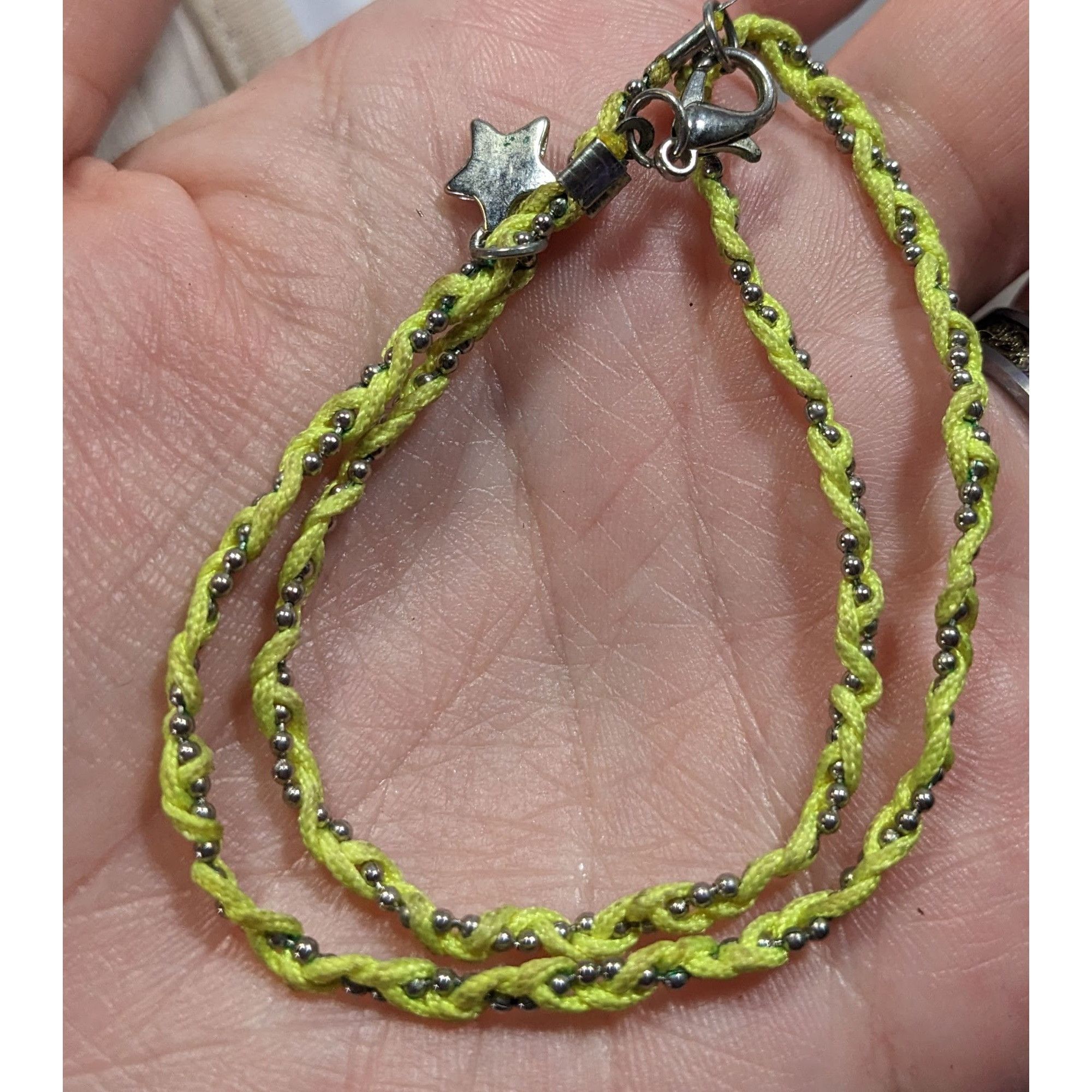 Other Handmade 90s Style Green And Silver Tone Braided Necklace Wi Size ONE SIZE - 5 Thumbnail