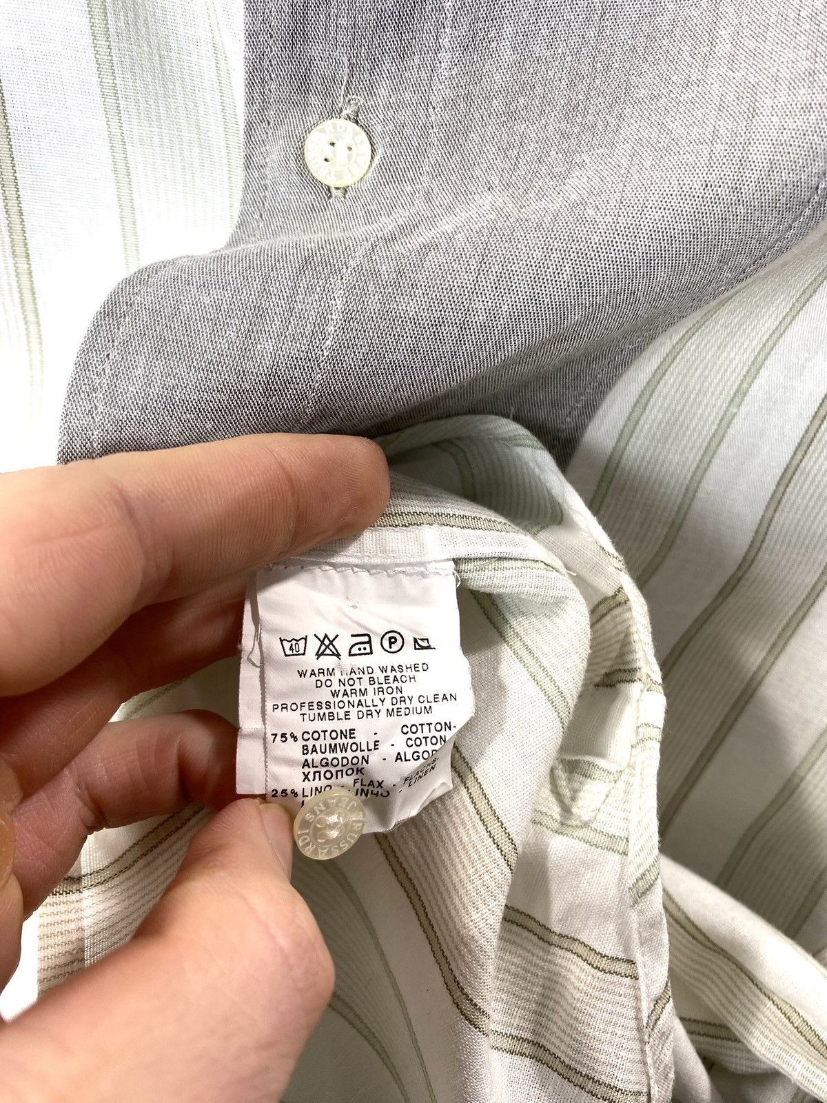 Trussardi Rare! Vintage Trussardi Jeans Linen Shirt Cotton Size US XL / EU 56 / 4 - 7 Thumbnail