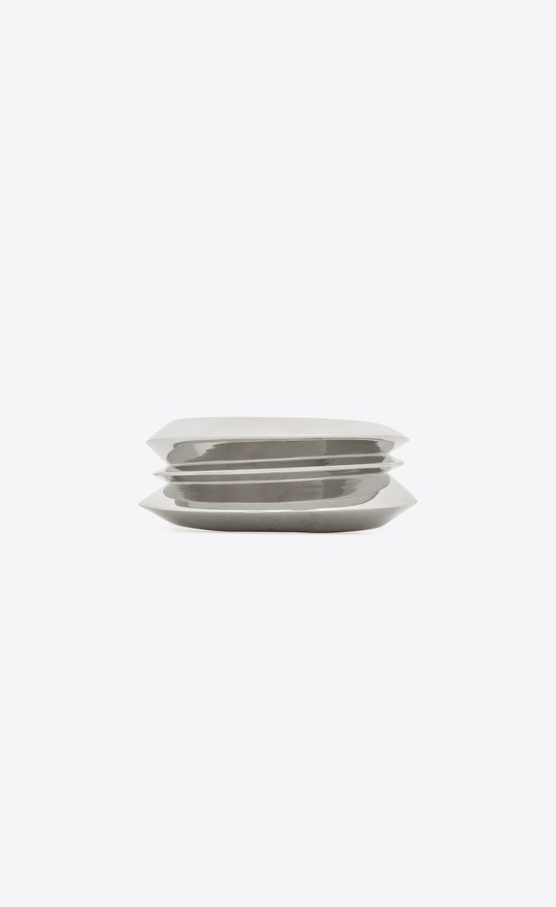Saint Laurent Paris o1bcso1str0226 Size:S/Stacked Cuff In Metal in Silver Size ONE SIZE - 3 Thumbnail
