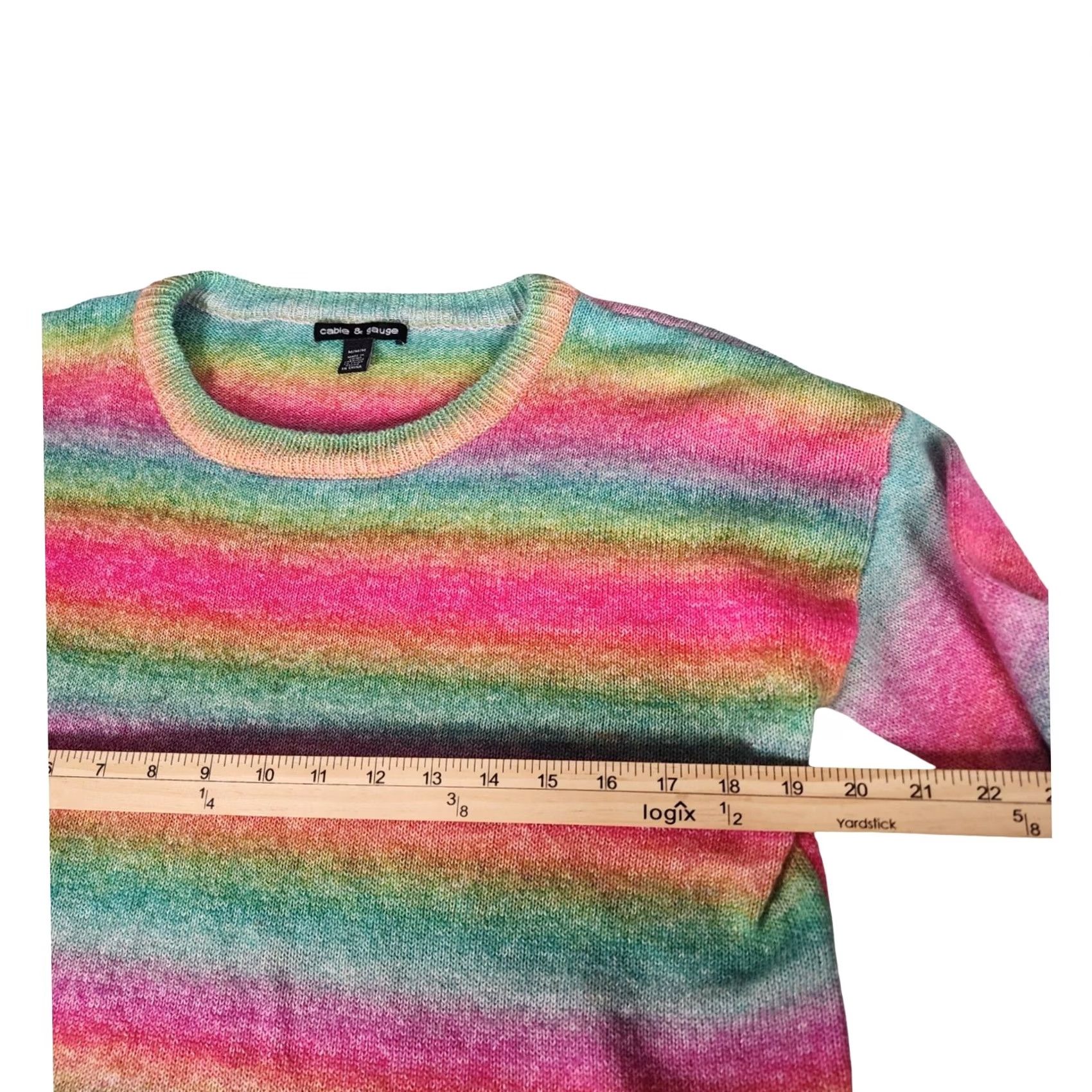 Vintage Cable & Gauge Sweater Womens M Rainbow Striped Space Dye Crewneck Multi Size M / US 6-8 / IT 42-44 - 6 Thumbnail