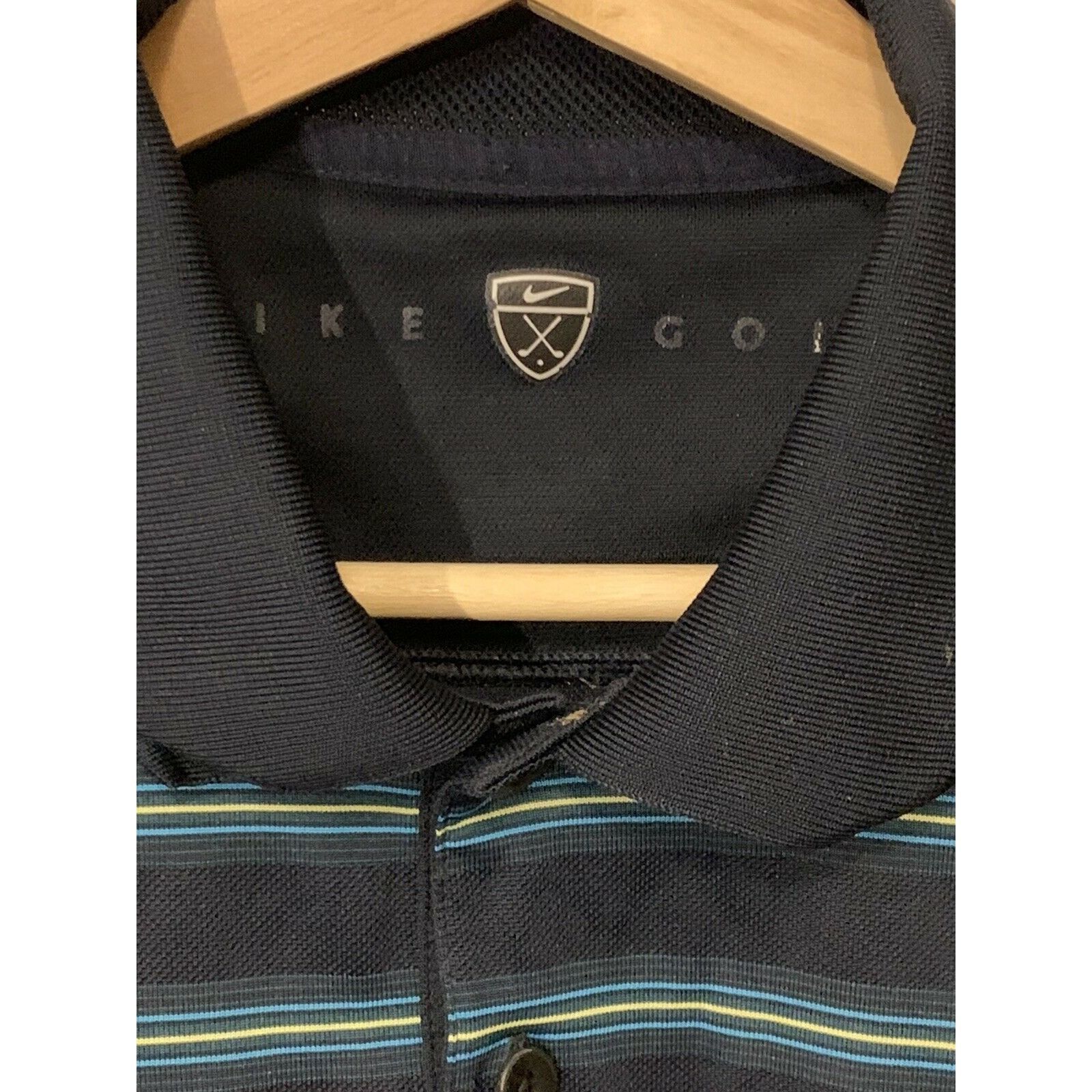 Nike Nike Golf Striped Polo Shirt The Quarry Men's Sz L Black Blu Size US L / EU 52-54 / 3 - 2 Thumbnail