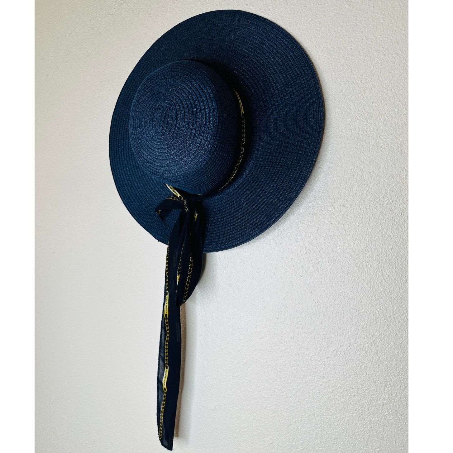 Other PG Accessories Navy Blue Paper Straw Summer Hat Tie Sash Size ONE SIZE - 1 Thumbnail