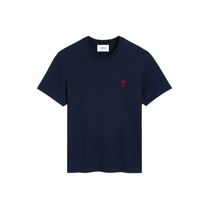 AMI AMIPARIS Navy Heart Logo Embroidered T-Shirt 0079 Size US XL / EU 56 / 4 - 1 Thumbnail