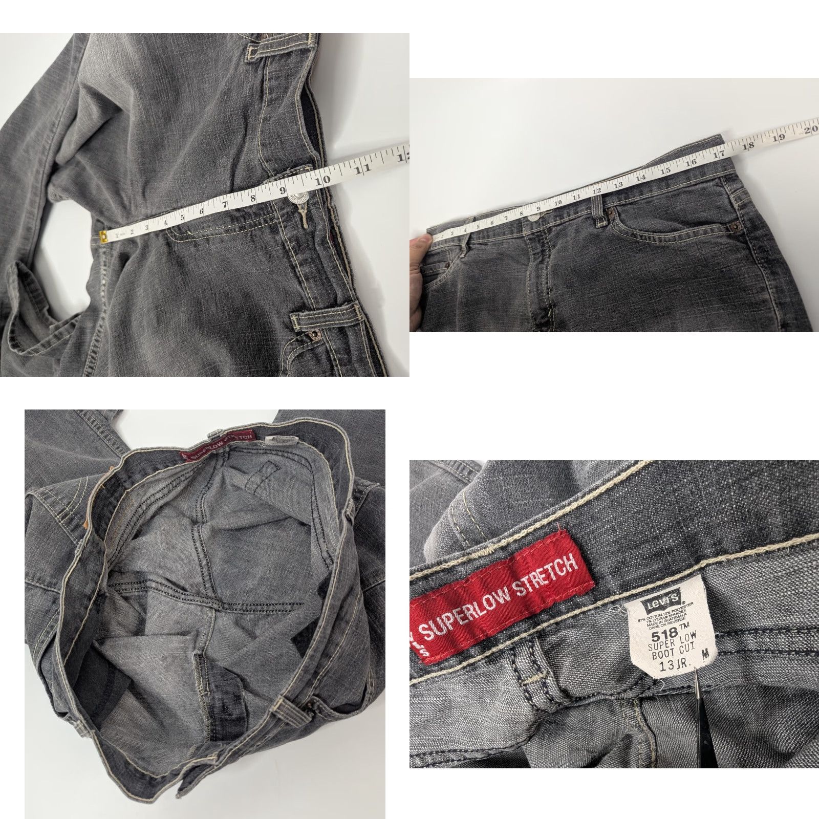 Levi's VINTAGE Levi's 518 Jeans Bootcut Regular Women Size 13 JR M Grey Faded Comfort Stretch denim Size 34" / US 12 / IT 48 - 8 Thumbnail