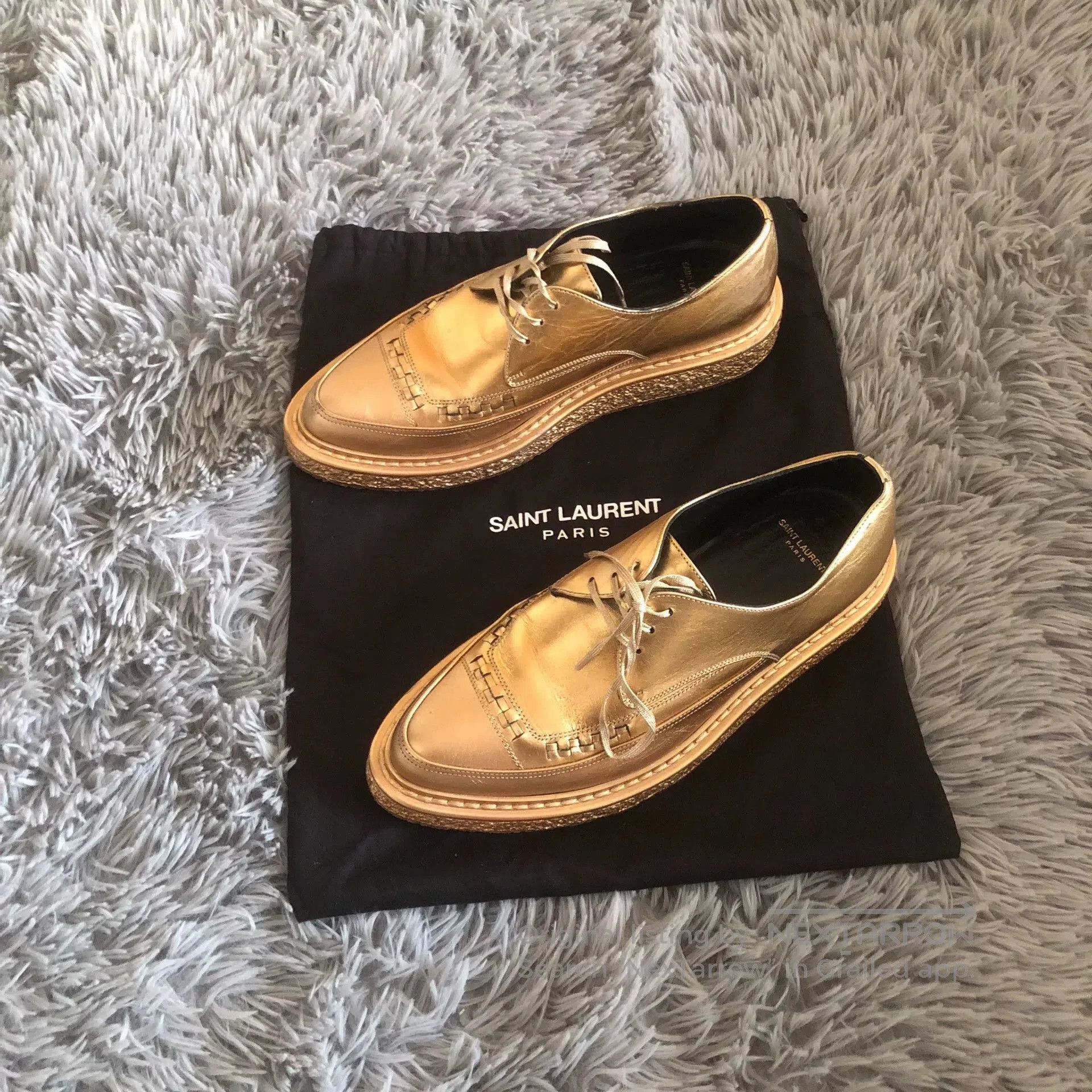 Saint Laurent Paris Saint Laurent SLP 14FW Gold Platform Shoes. Size US 8.5 / IT 38.5 - 1 Thumbnail