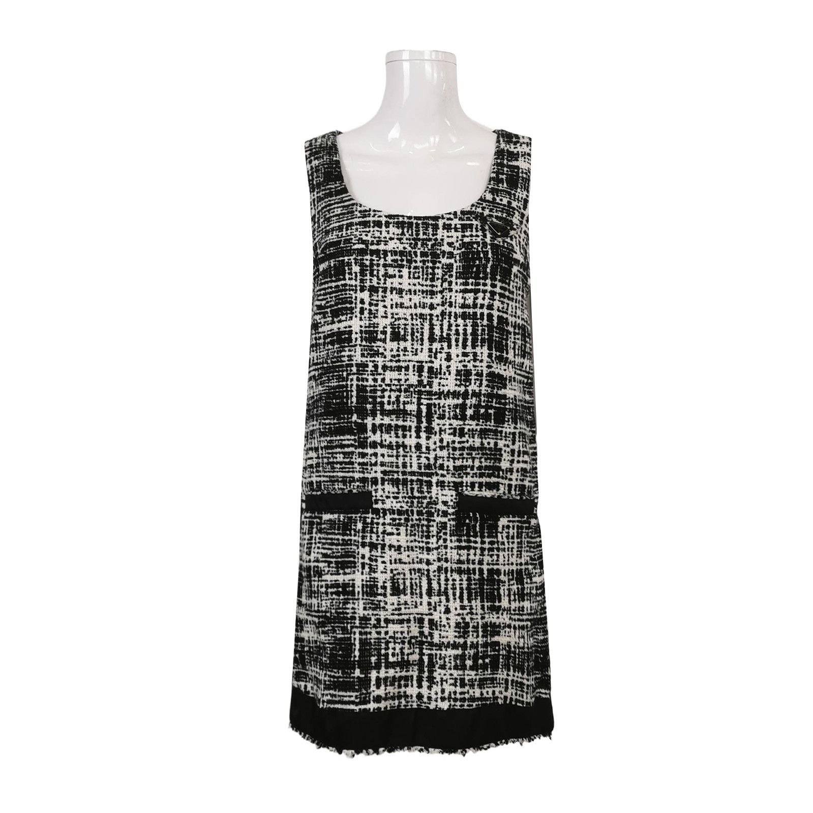 Prada Prada Color-Blocked Sleeveless Dress in Black White - dmc Size XXS / US 00 / IT 34 - 1 Thumbnail